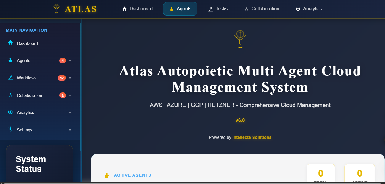 ATLAS Dashboard - Multi-Agent Cloud Platform