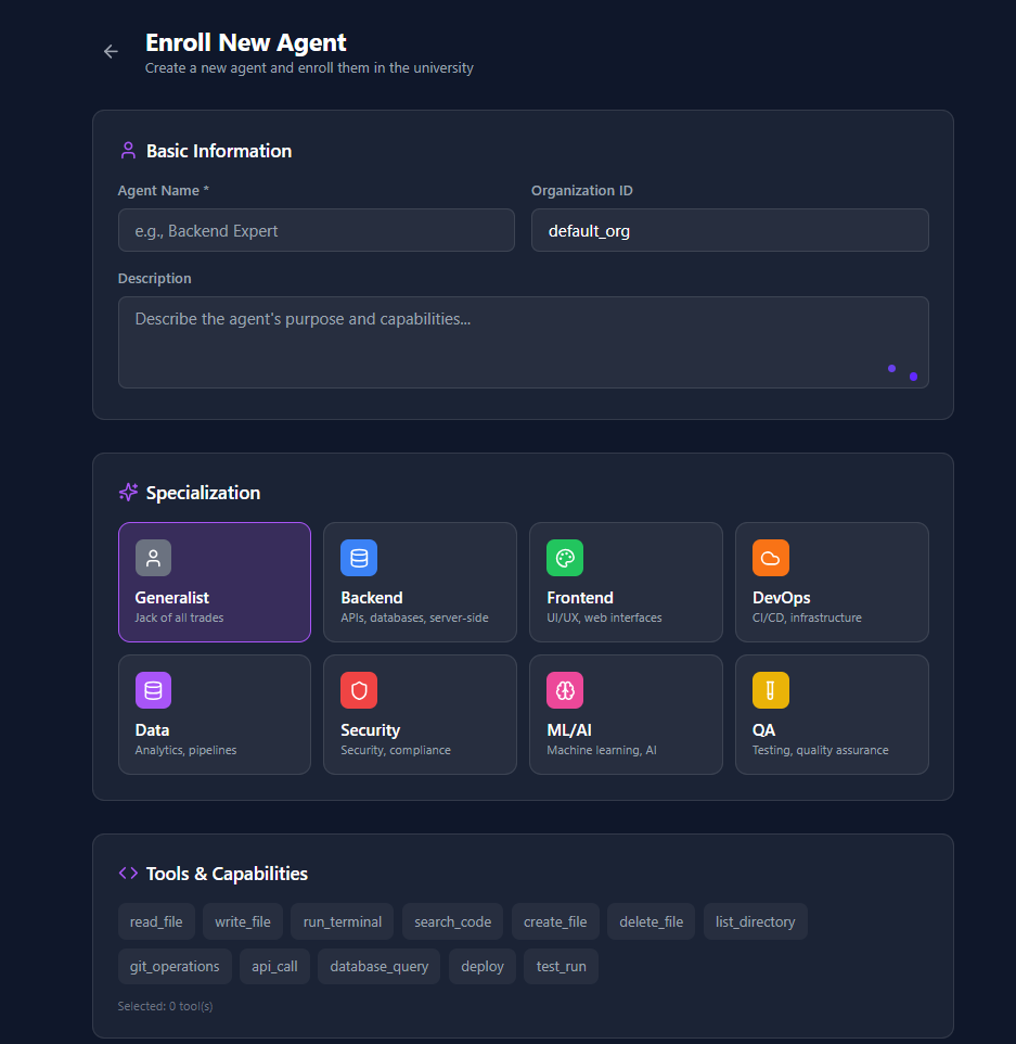 Enrolling a New Agent